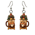 French Press Party Earrings #E78 — full-color wooden earrings