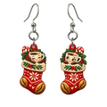 Stocking Shot Holders Earrings #E79 — full-color wooden earrings