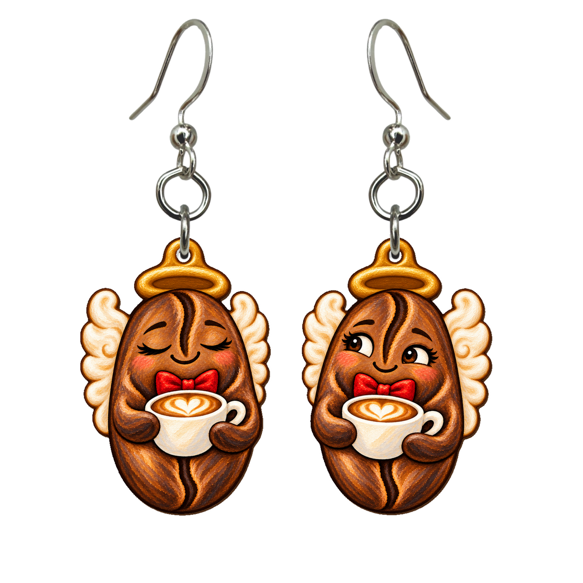Foam Angel Wings Earrings #E80 — full-color wooden earrings