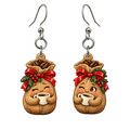 Coffee Sack Gift Drops Earrings #E82 — full-color wooden earrings
