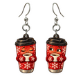 Tiny Travel Mugs Earrings #E84 — full-color wooden earrings