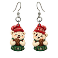 Polar Bear Baristas Earrings #E92 — full-color wooden earrings