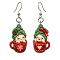 Marshmallow Spa Day Earrings #E93 — full-color wooden earrings