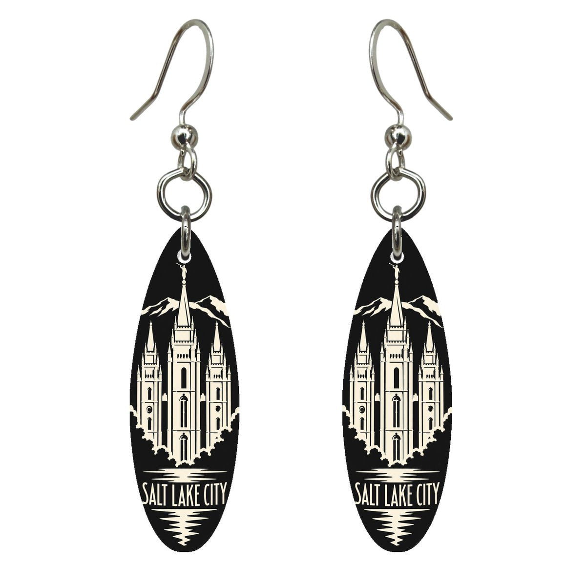 UT Salt Lake City Notan Custom Wood Earrings (EC35)