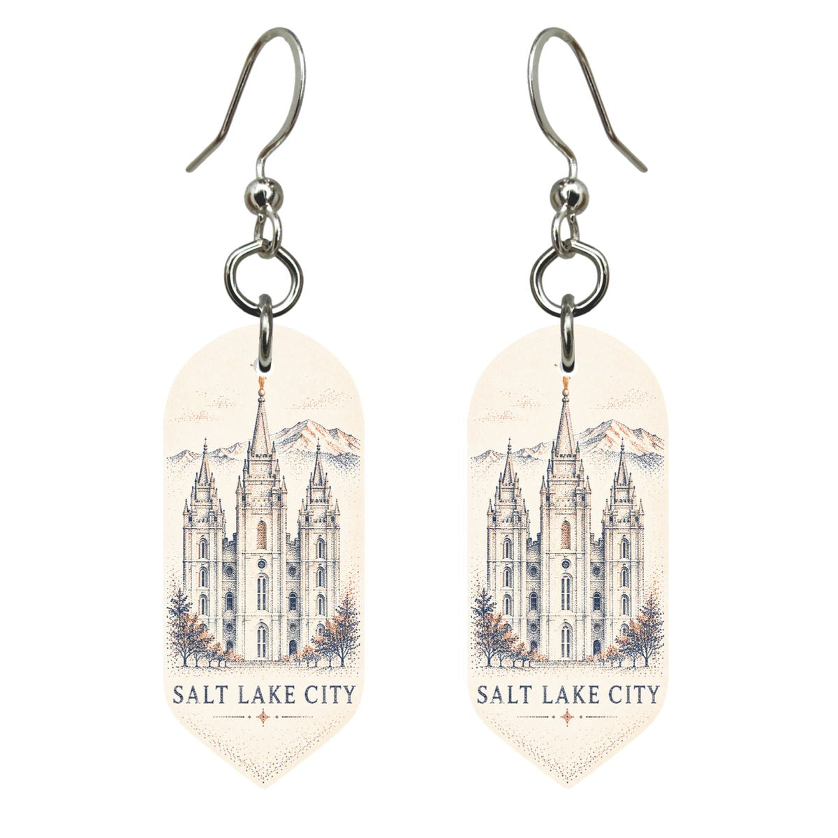 UT Salt Lake City Sparse Pointillism Custom Wood Earrings (EC40)