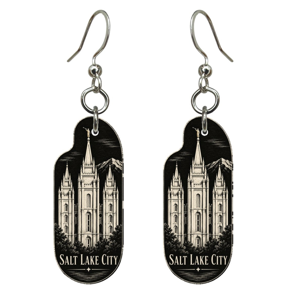 UT Salt Lake City Scratchboard Custom Wood Earrings (EC41)