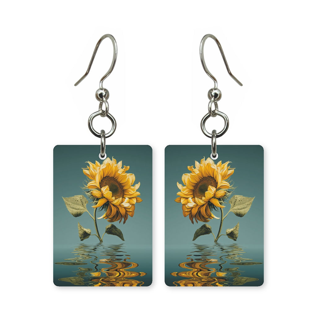 Mirror bloom earrings — symmetrical mirrored flower, cut-paper art, made in USA