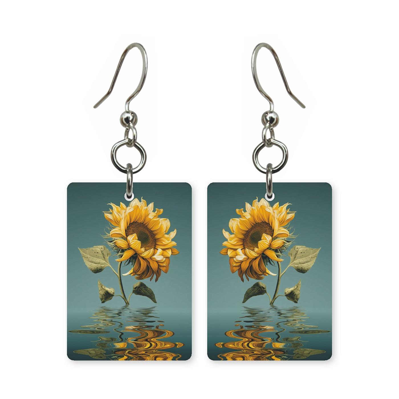 Mirror bloom earrings — symmetrical mirrored flower, cut-paper art, made in USA