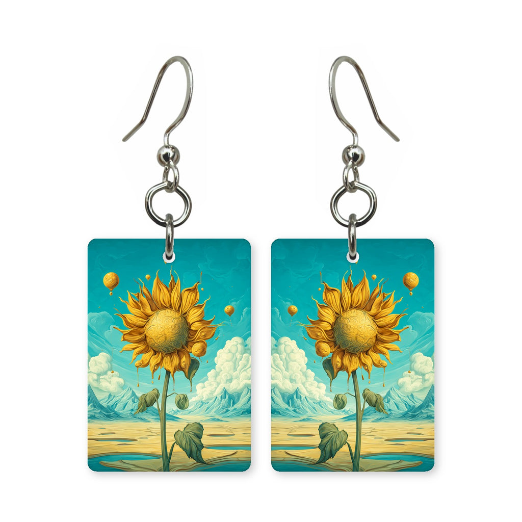 Floating blossom earrings — suspended blossoms in cut-paper art, made in USA