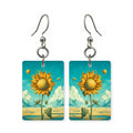 Floating blossom earrings — suspended blossoms in cut-paper art, made in USA