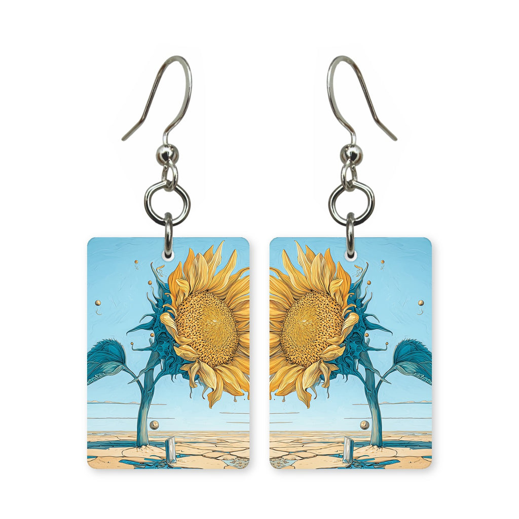 Whimsy sunflower earrings — loose playful sunflower design in cut paper, made in USA