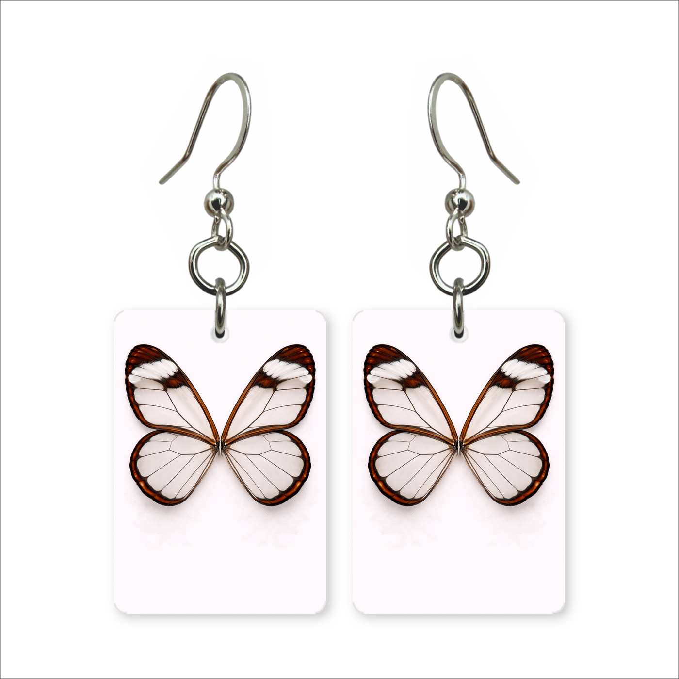 Glasswing Butterfly Earrings