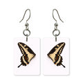 Golden swallowtail earrings — yellow swallowtail butterfly wing, cut-paper art, made in USA