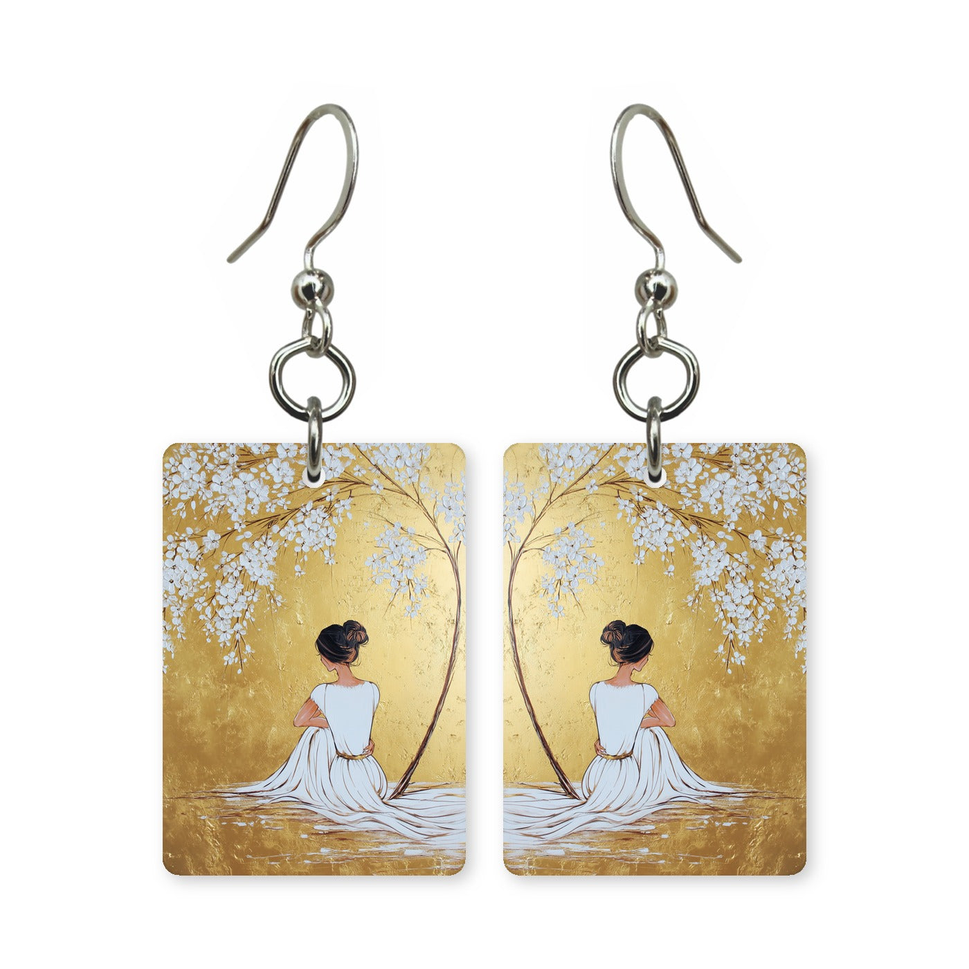 Blossom muse earrings — art nouveau floral blossoms in cut paper, made in USA