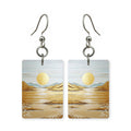 Golden valley earrings — rolling gold hills at low sun in cut-paper landscape, made in USA