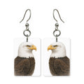 Bald eagle earrings — white-headed American bald eagle portrait in cut paper, made in USA