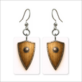 Wooden Shield Earrings
