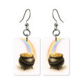Pot of gold earrings — pot of gold at the end of a rainbow, cut-paper art, made in USA