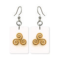 Celtic triskele earrings — three-armed Celtic spiral, cut-paper art, made in USA