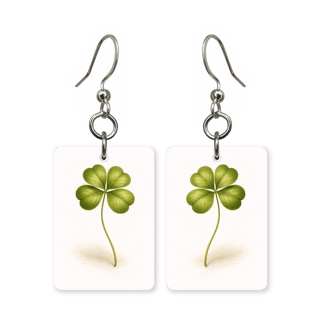 Four-leaf clover earrings — lucky four-leaf clover in cut paper, made in USA
