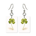 Four-leaf clover earrings — lucky four-leaf clover in cut paper, made in USA