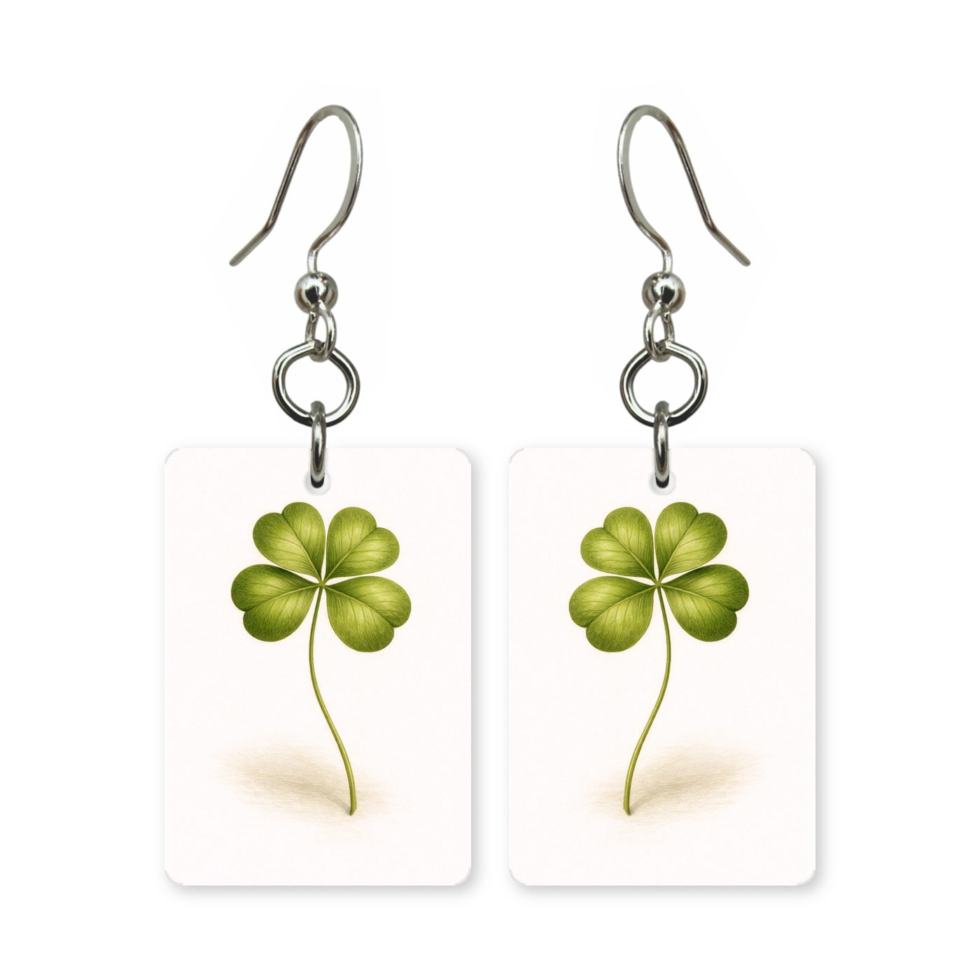 Four-leaf clover earrings — lucky four-leaf clover in cut paper, made in USA