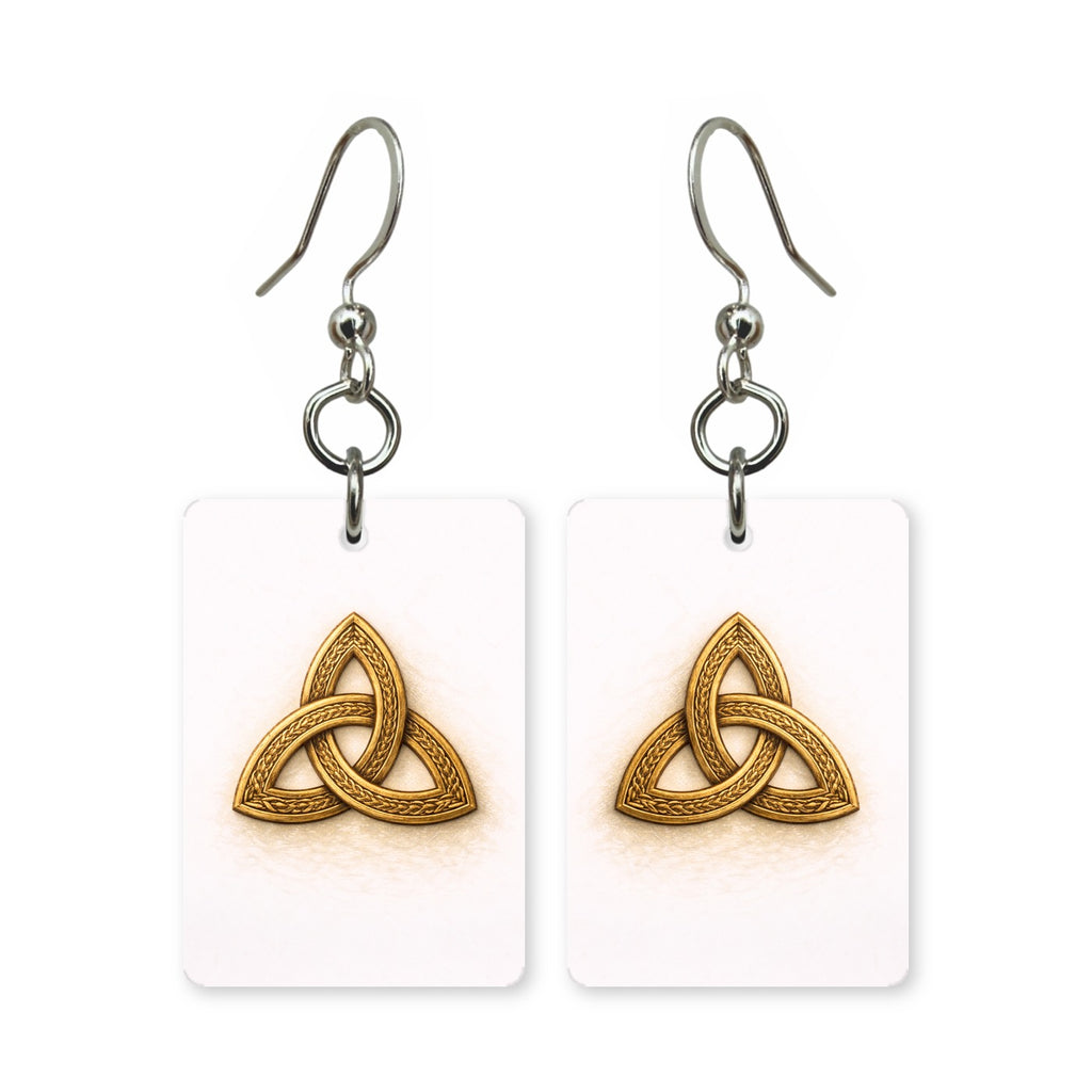 Trinity knot earrings — Celtic trinity knot in unbroken line, cut-paper art, made in USA