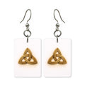 Trinity knot earrings — Celtic trinity knot in unbroken line, cut-paper art, made in USA