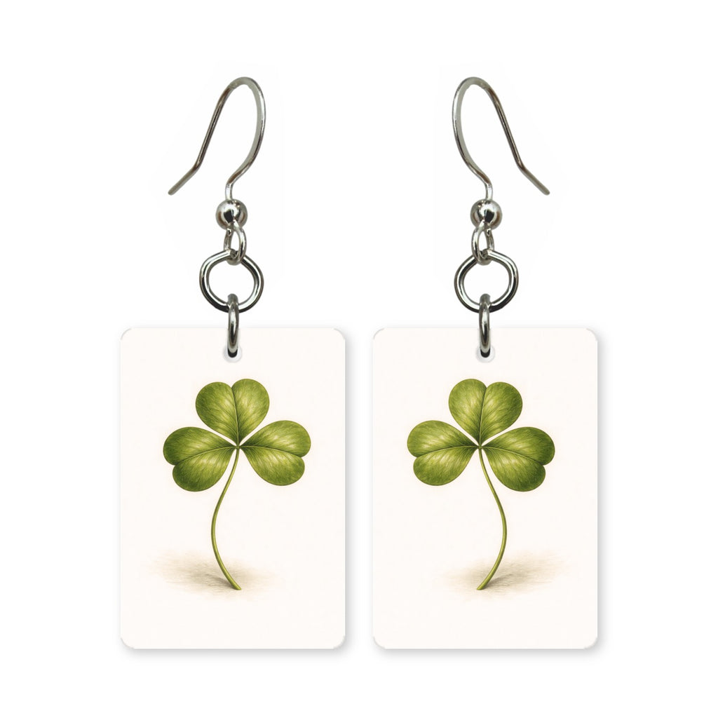 Lucky shamrock earrings — bright green shamrock in cut paper, made in USA