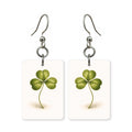 Lucky shamrock earrings — bright green shamrock in cut paper, made in USA