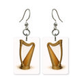 Celtic harp earrings — Irish harp in cut-paper design, made in USA