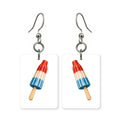 Rocket pop earrings — red, white and blue popsicle in cut paper, made in USA