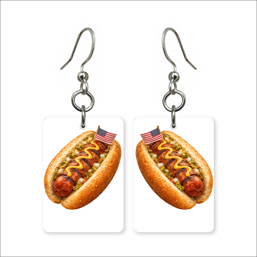 Flag Hot Dog Earrings