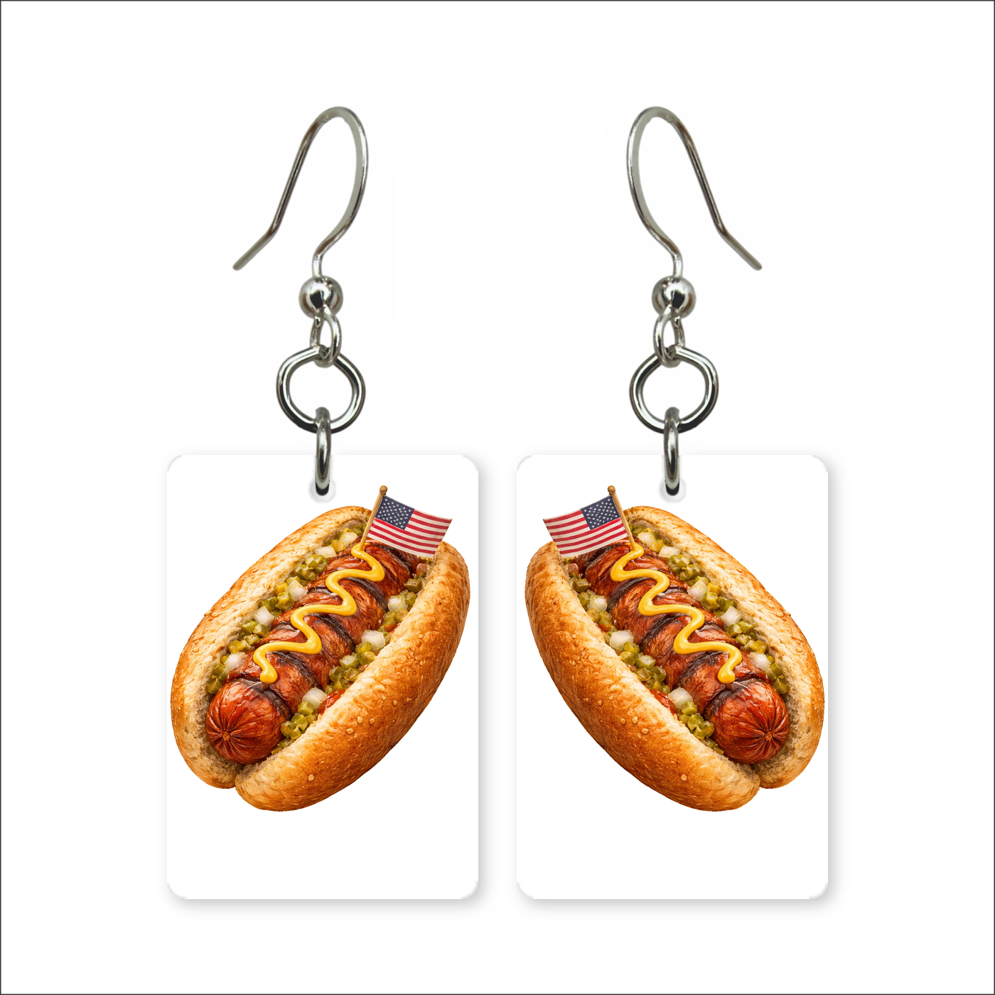 Flag Hot Dog Earrings