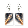 Firework rocket earrings — bottle rocket firework in cut-paper art, made in USA