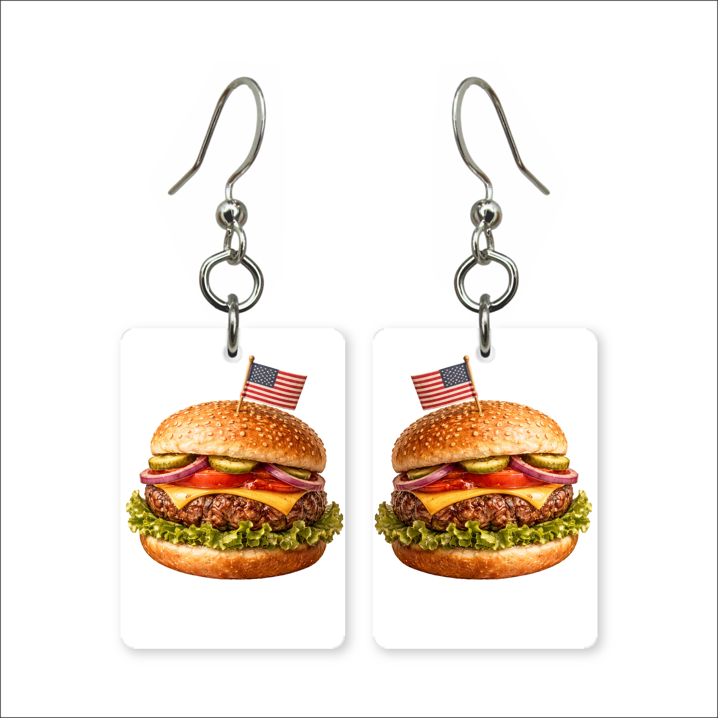 Patriotic Burger Earrings