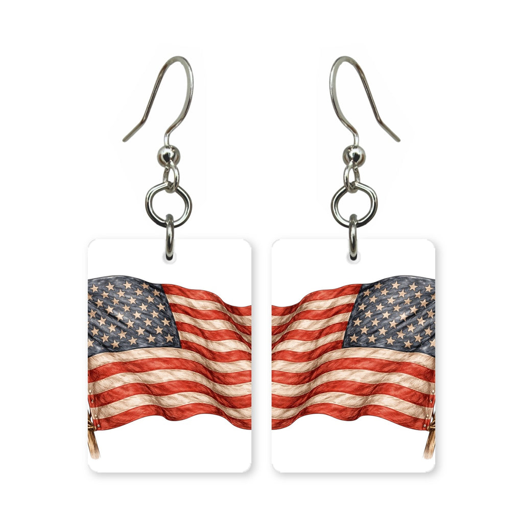 American flag earrings — Stars and Stripes in cut-paper art, made in USA