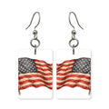 American flag earrings — Stars and Stripes in cut-paper art, made in USA