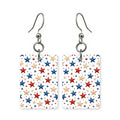 Patriotic star earrings — red, white and blue stars in cut paper, made in USA