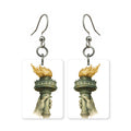 Liberty torch earrings — Statue of Liberty torch in cut-paper art, made in USA