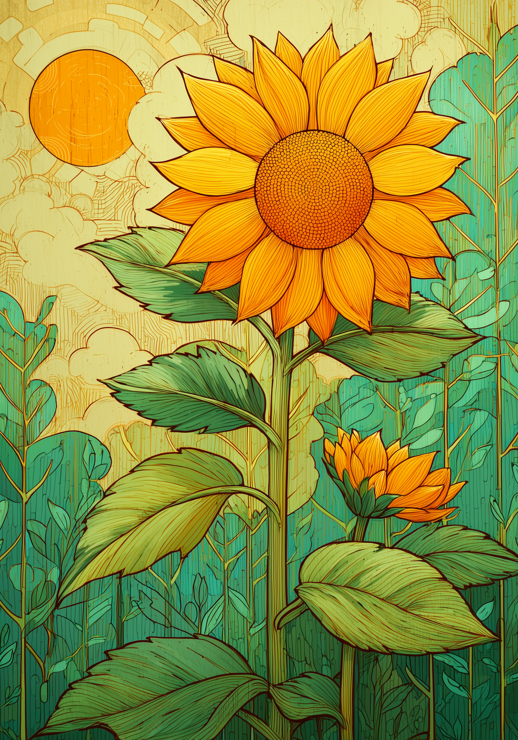 Folk Sunflower Earrings