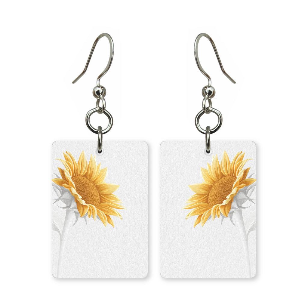 Soft sunflower earrings — sunflowers in muted gentle color, cut-paper art, made in USA