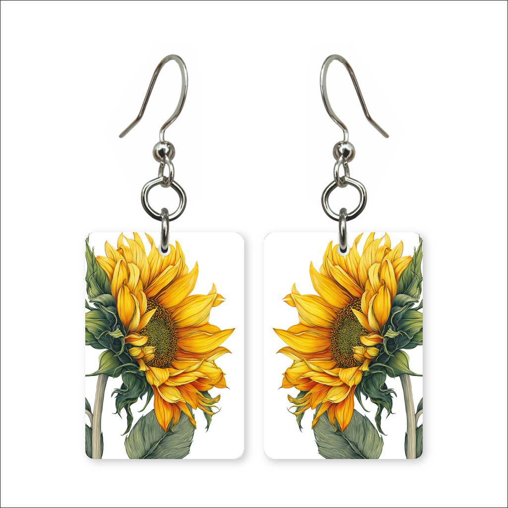 Watercolor Sunflower Earrings
