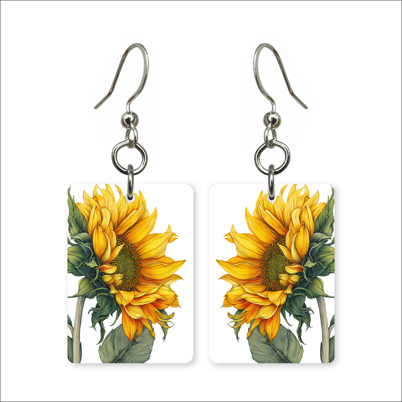 Watercolor Sunflower Earrings