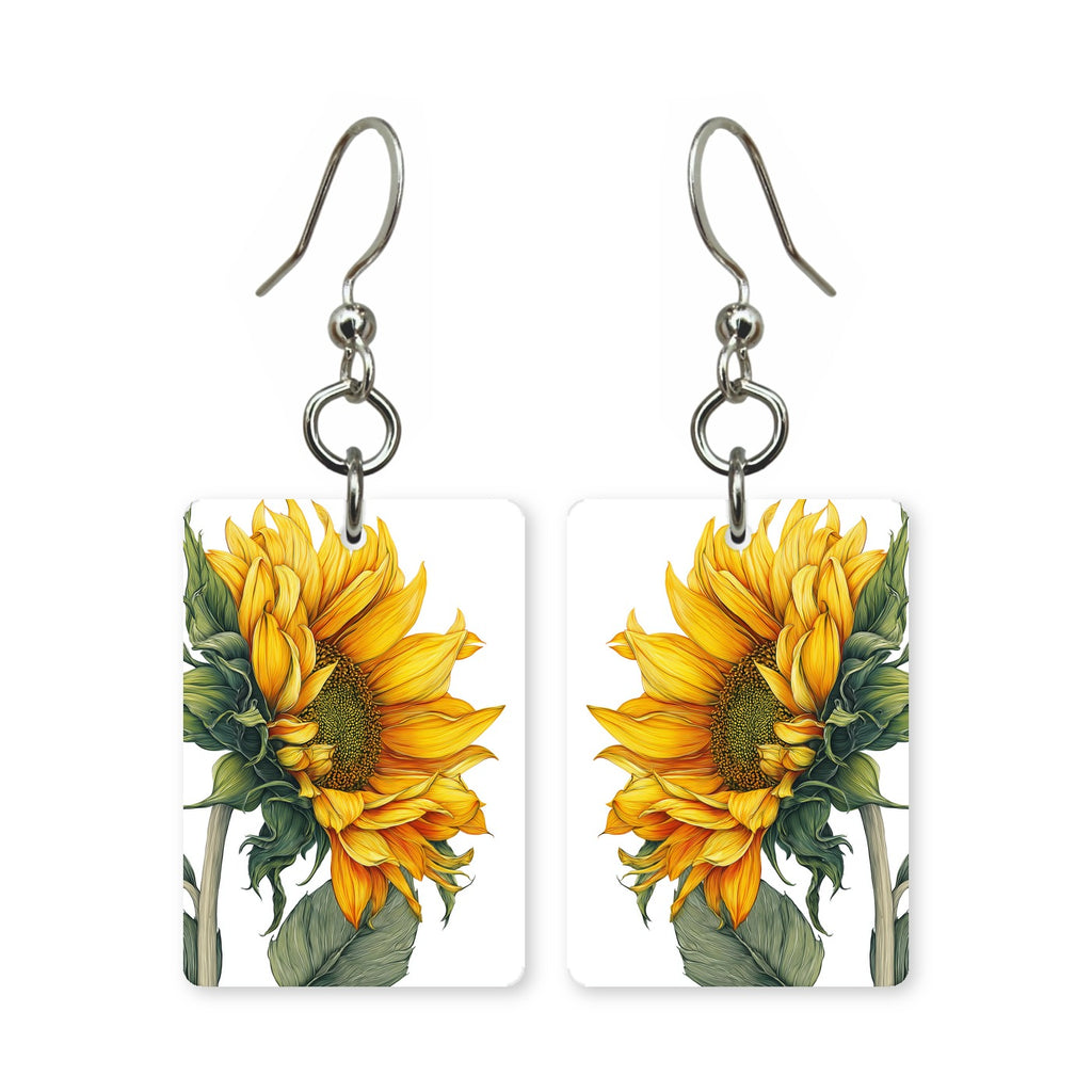 Watercolor sunflower earrings — sunflowers in loose watercolor wash, made in USA