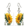 Watercolor sunflower earrings — sunflowers in loose watercolor wash, made in USA
