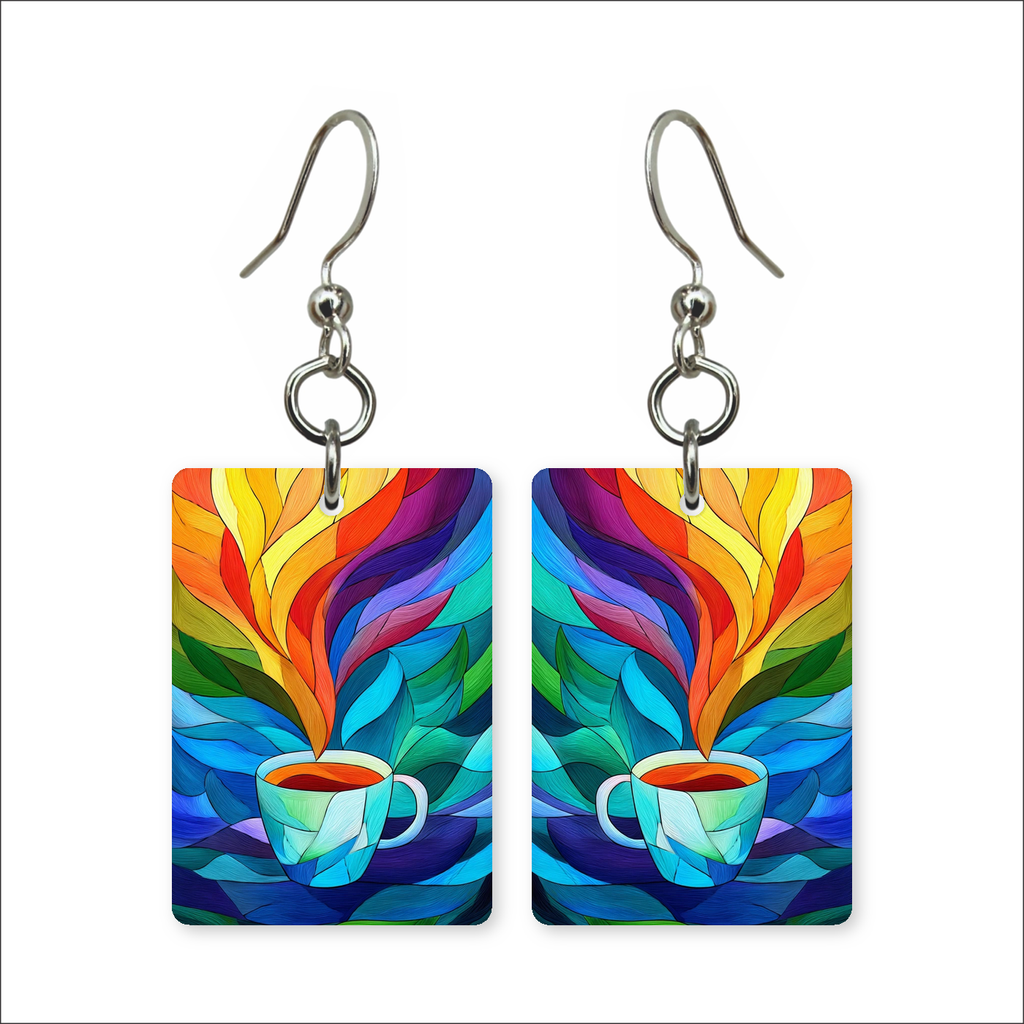 Stained Glass Coffee Earrings