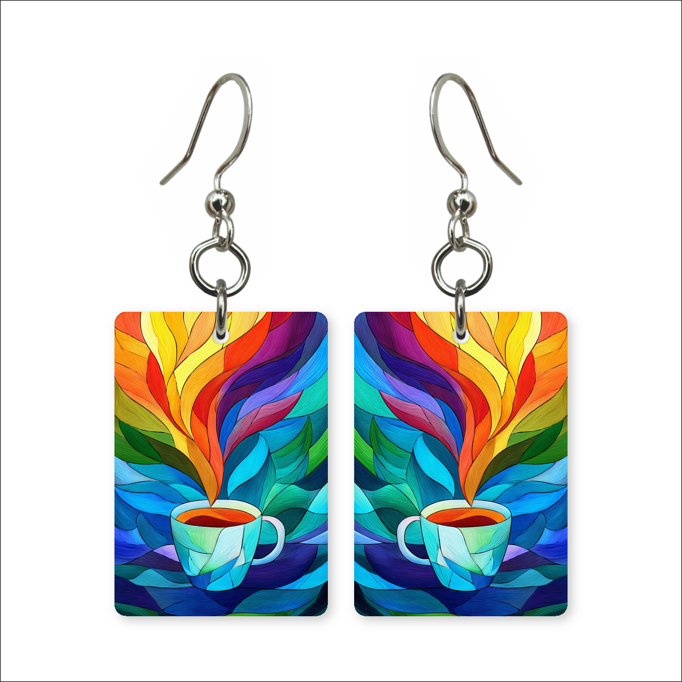 Stained Glass Coffee Earrings