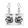 Coffee sketch earrings — coffee cup in loose line-art sketch, made in USA