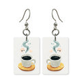 Watercolor coffee earrings — coffee cup with soft watercolor edges, made in USA